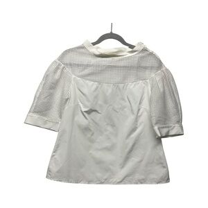 Katharine Kidd Off-White Drop Shoulder Mesh Blouse Size 6 Minimalist chic